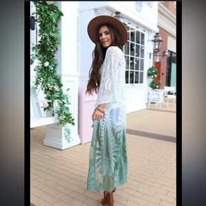ombré lace maxi sheer kimono